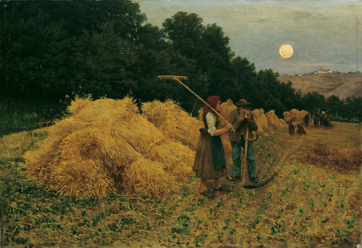 Måneoppgang etter høsting I av Theodor von Hormann