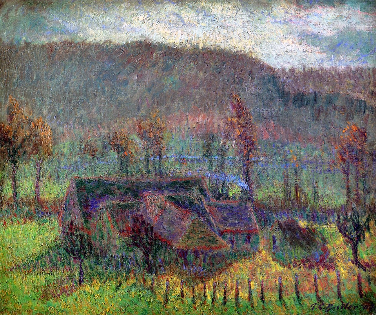 Hytter ved Giverny, ca. 1907 av Theodore Earl Butler
