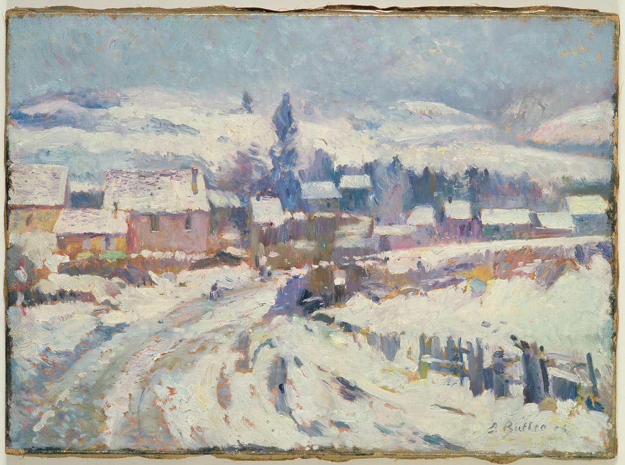 Landsby under snø, 1906 av Theodore Earl Butler