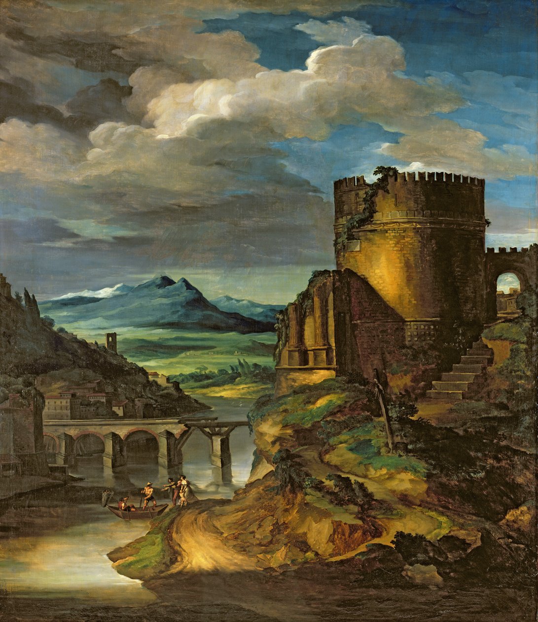 Italiensk landskap eller, landskap med en grav av Theodore Gericault