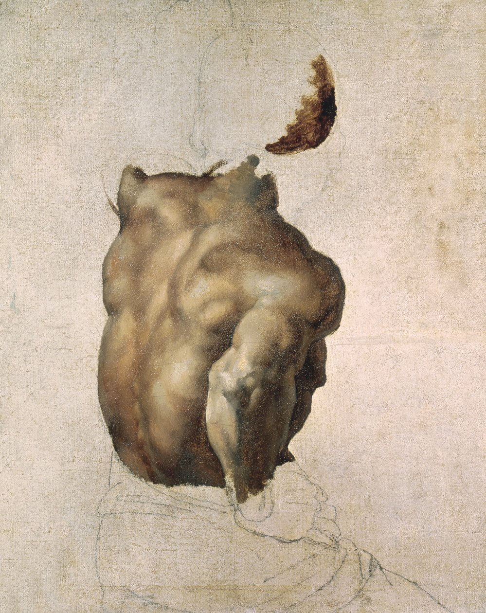 Studie av en torso for Medusa-flåten, 1818 av Theodore Gericault