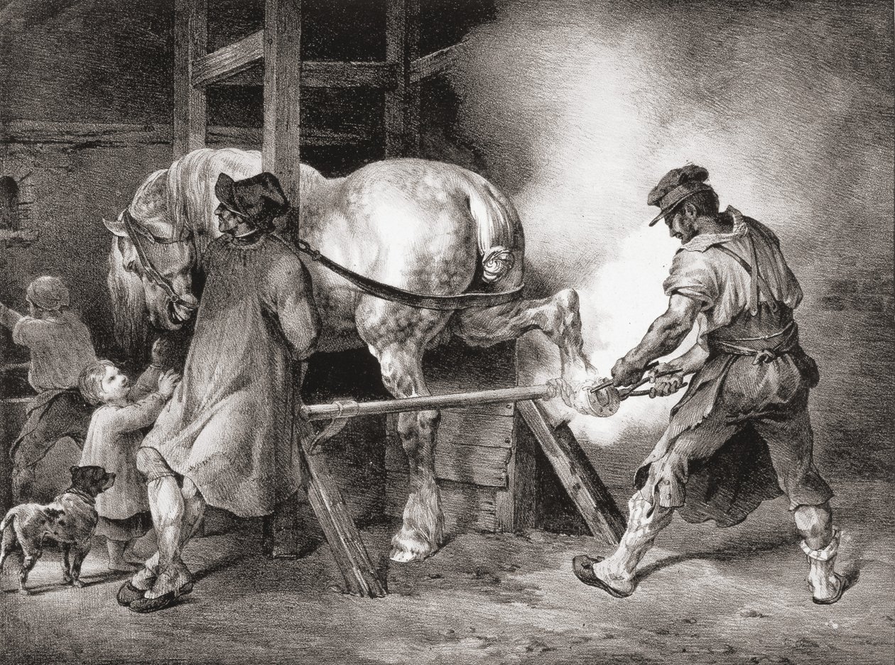 Hovslageren, fra Etudes de Cheveaux, 1822 av Theodore Gericault
