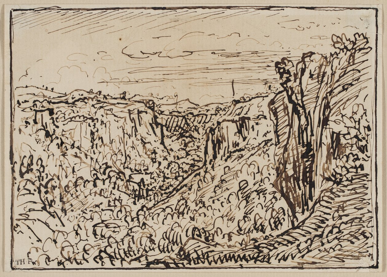 Kupert landskap (Lizon River Gorge), ca. 1861–63 (blekk på papir) av Theodore Roussel