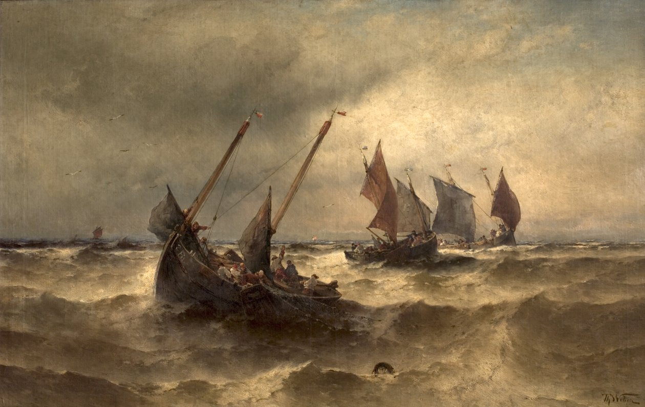 Fiskebåter til sjøs av Theodore Weber
