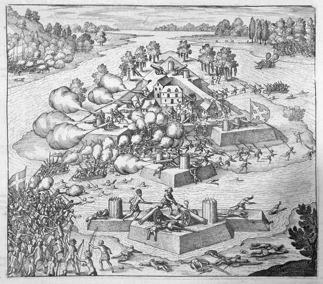 Utslettelse av de franske protestantiske nybyggerne, Fort Charles, Florida, 1562, fra 