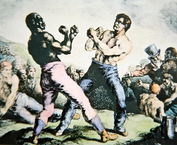 The Boxers (farge litho) av Theodore (after) Gericault