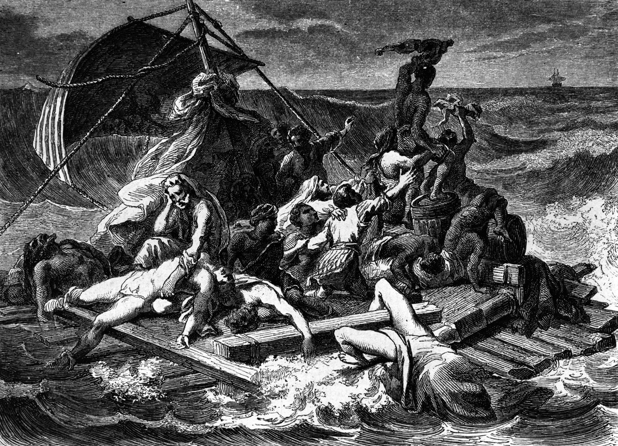 Medusa-flåten etter maleriet av Gericault (gravering) av Theodore (after) Gericault