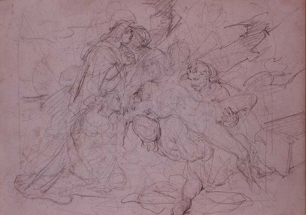 Nedstigning fra korset (tegning) av Theodore (attr. to) Gericault