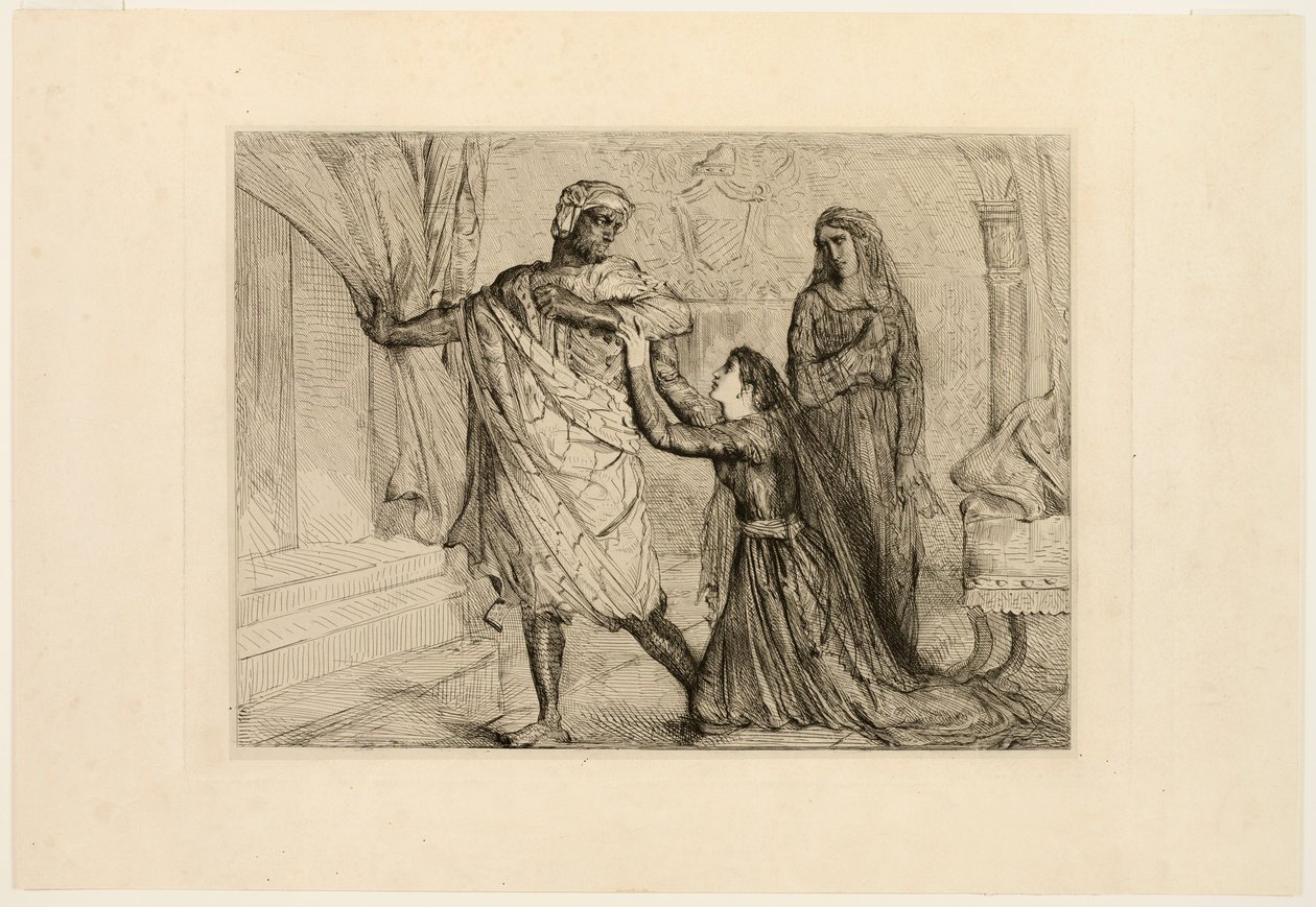 Bort!, tallerken syv fra Othello av Théodore Chassériau