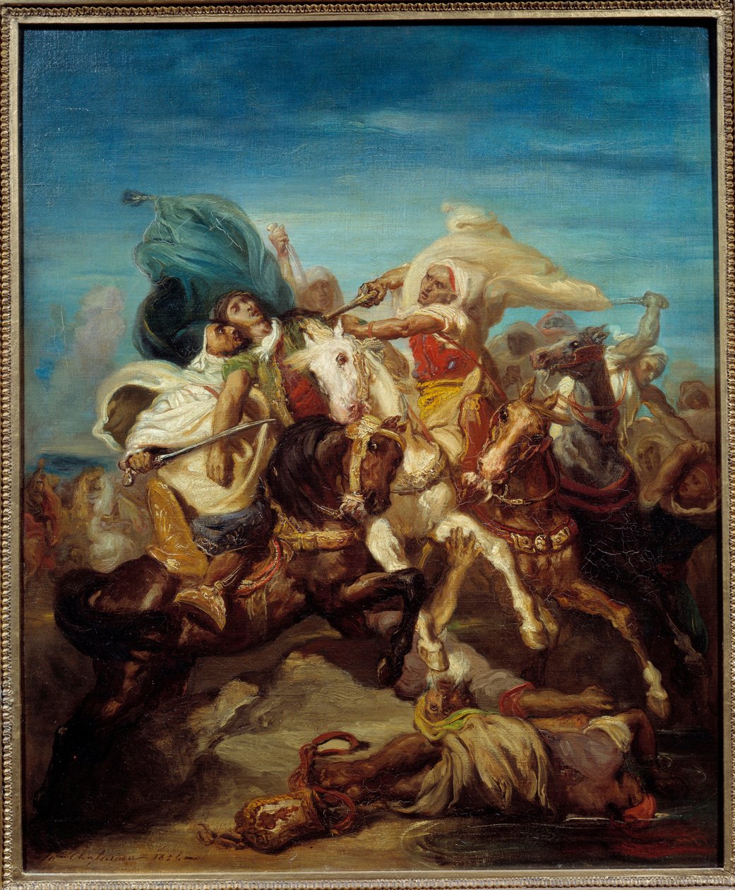 Battle of Arab Horsemen-maleri av Theodore Chasseriau (1819-1856) 1856 Søn. 0,65x0,54 m av Théodore Chassériau