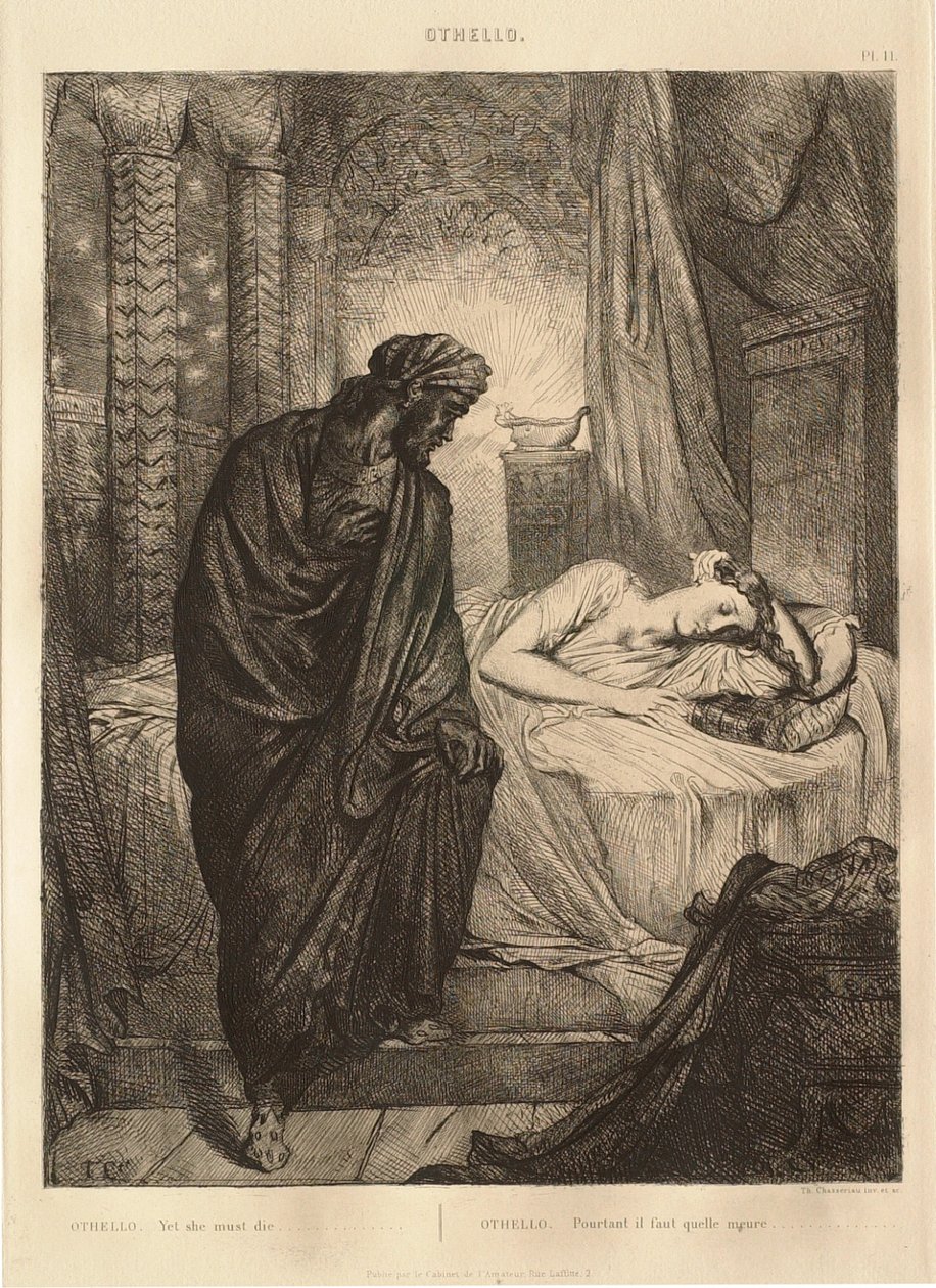 Othello-suite: nr. 11 (akt 5, scene 2: Othello ved Desdemonas seng) av Théodore Chassériau