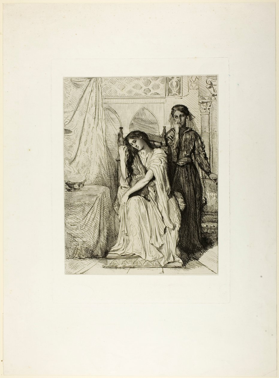 The Willow Song, plate ni fra Othello av Théodore Chassériau