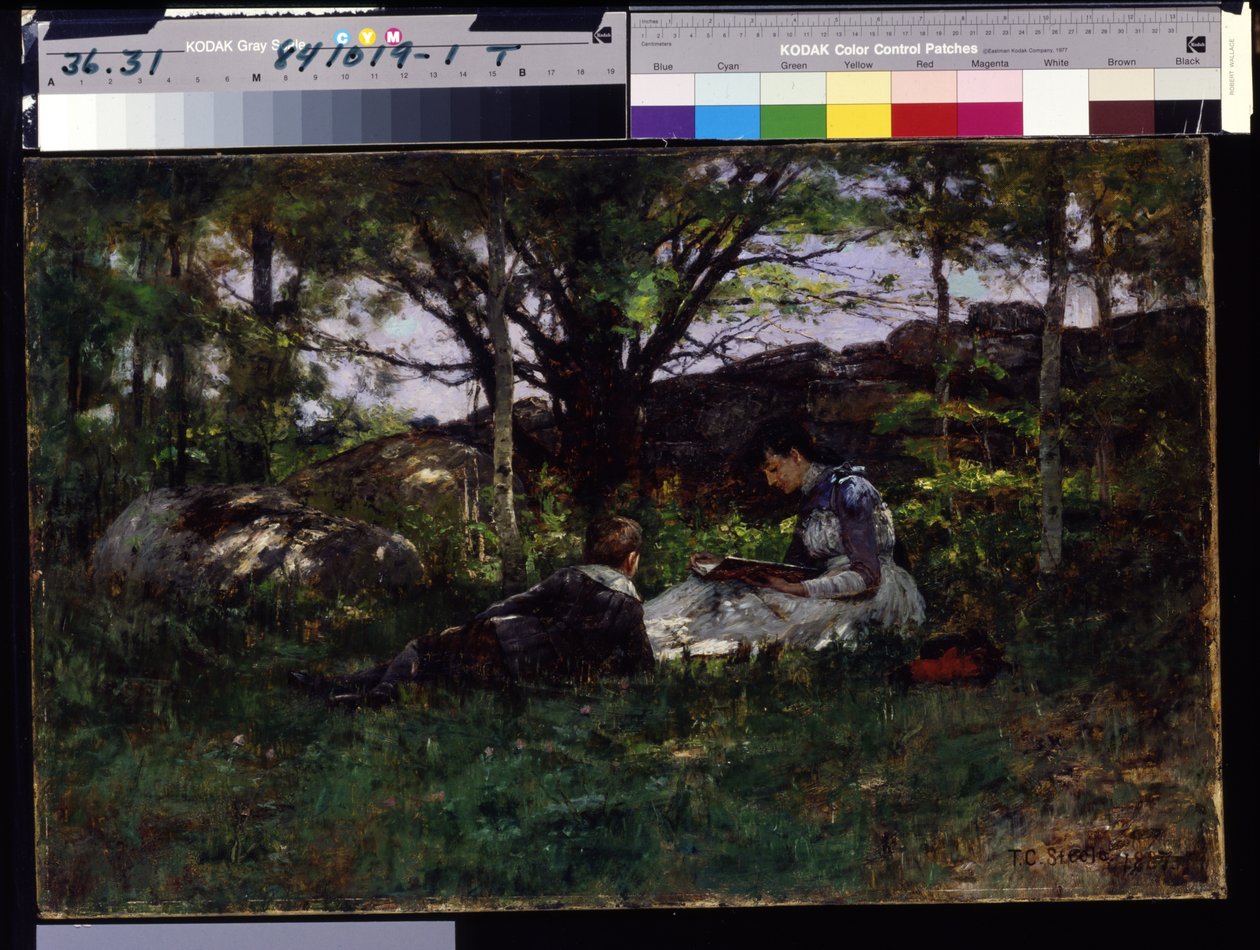 A June Idyl (olje på lerret) av Theodore Clement Steele
