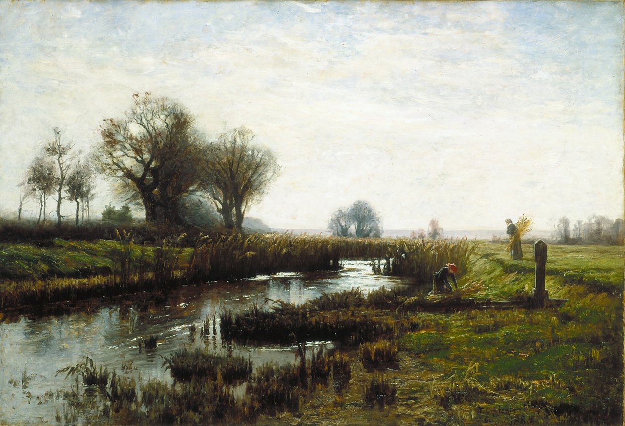 Sen ettermiddag, Dachau Moor (olje på lerret) av Theodore Clement Steele
