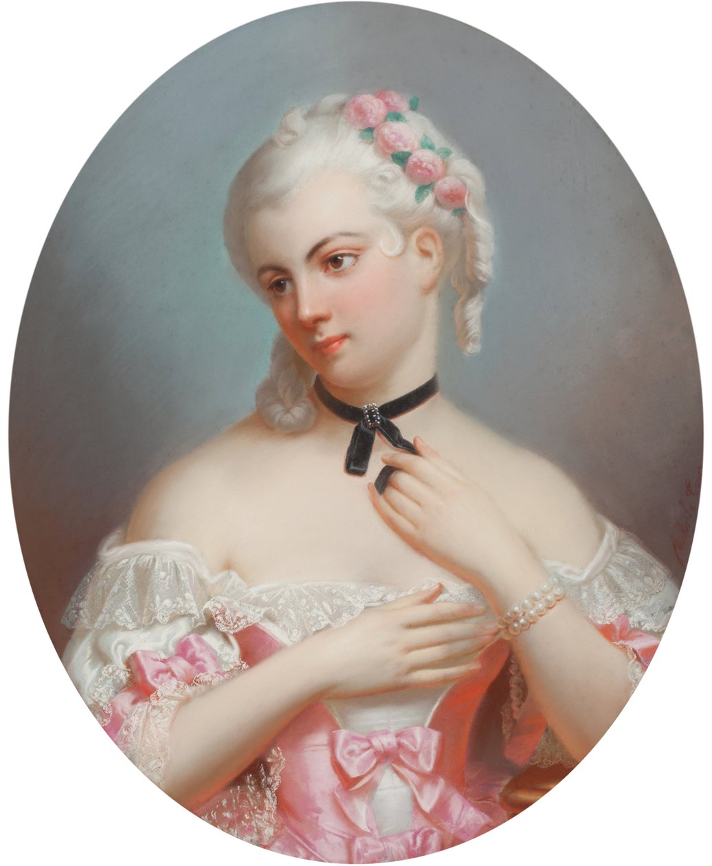 Louise Elisabeth av Frankrike (1727-1759), av Fantin-Latour, Theodore (1805-1872). Pastell på papir, første halvdel av 1800-tallet. Privat samling av Theodore Fantin Latour