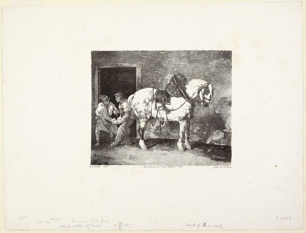 A  Horse being Shod (En hest som blir skodd) av Theodore Gericault