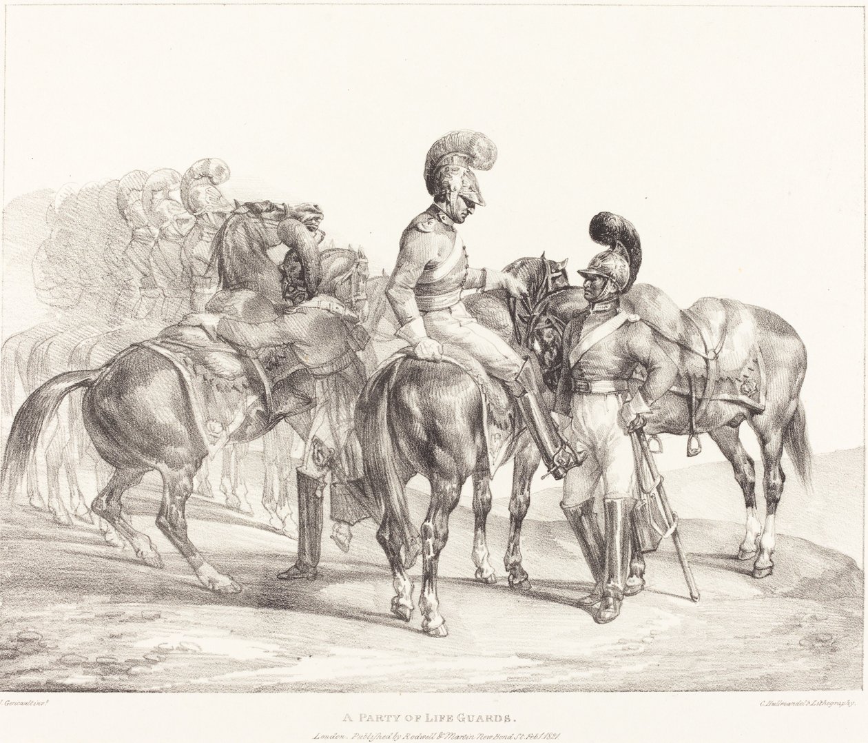 Et parti av livgardister av Theodore Gericault