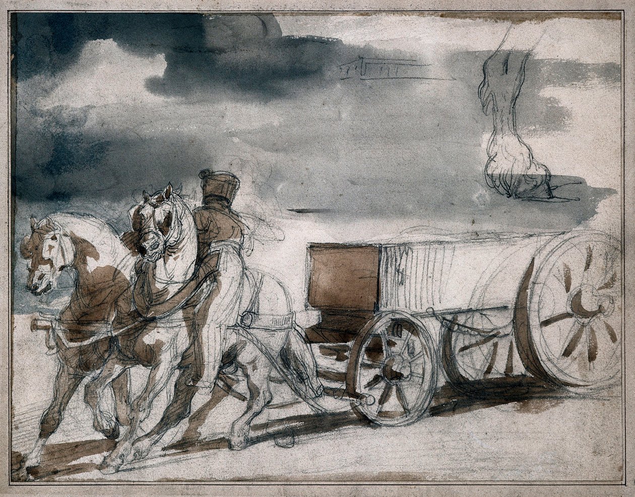 Ammunisjonsvogn avfyrt av to hester av Theodore Gericault