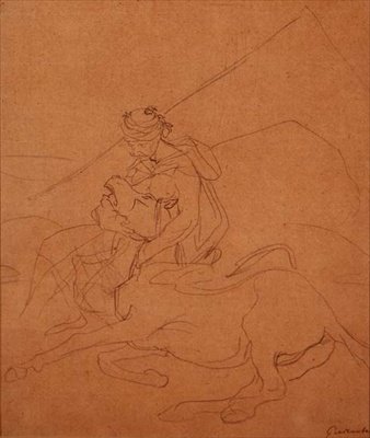 Araber som holder hodet til sin døende hest av Theodore Gericault
