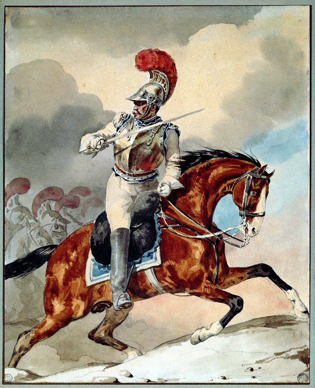 Carabinier offiser gir ordre om å lade av Theodore Gericault