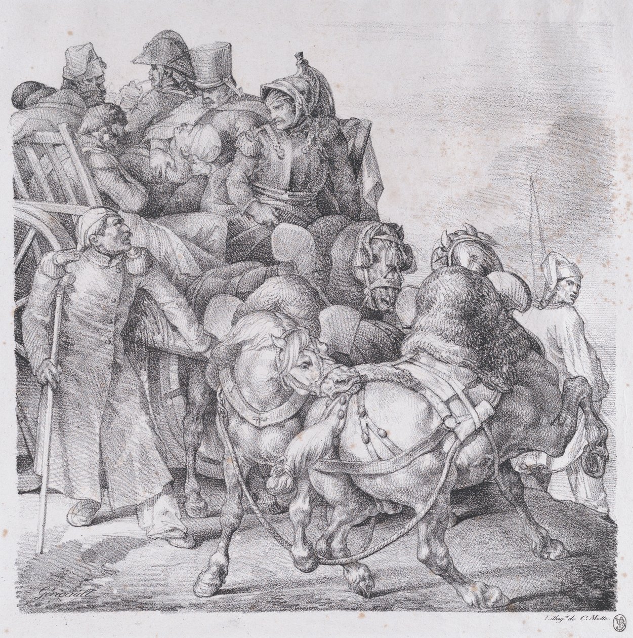 Vogn lastet med sårede soldater av Theodore Gericault