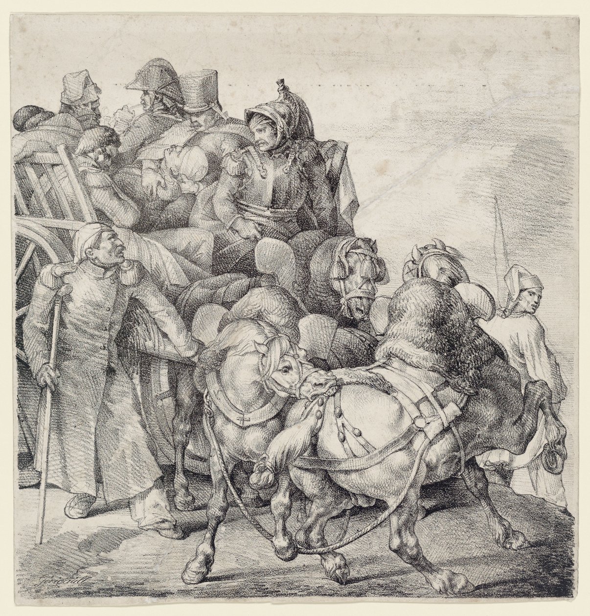 Vogn full av sårede soldater (A Wagon Full of Wounded Soldiers) av Theodore Gericault