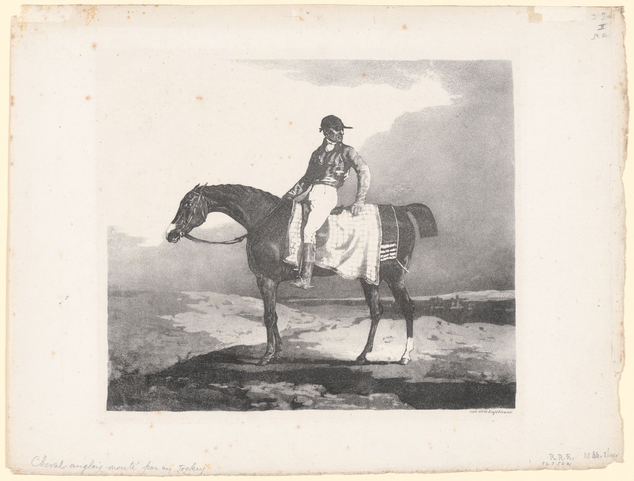 Engelsk hest med jockey i salen (English Horse Mounted by a Jockey) av Theodore Gericault