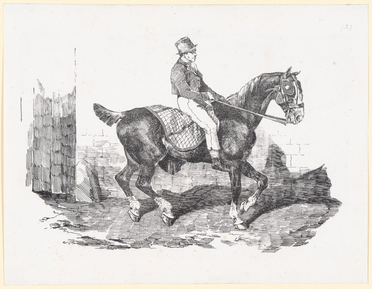 Vogn hest ridd av en stallgutt, også kalt engelsk hest med rutete teppe (Carriage Horse Ridden by a Groom, also called English Horse with a Checkered Blanket) av Theodore Gericault