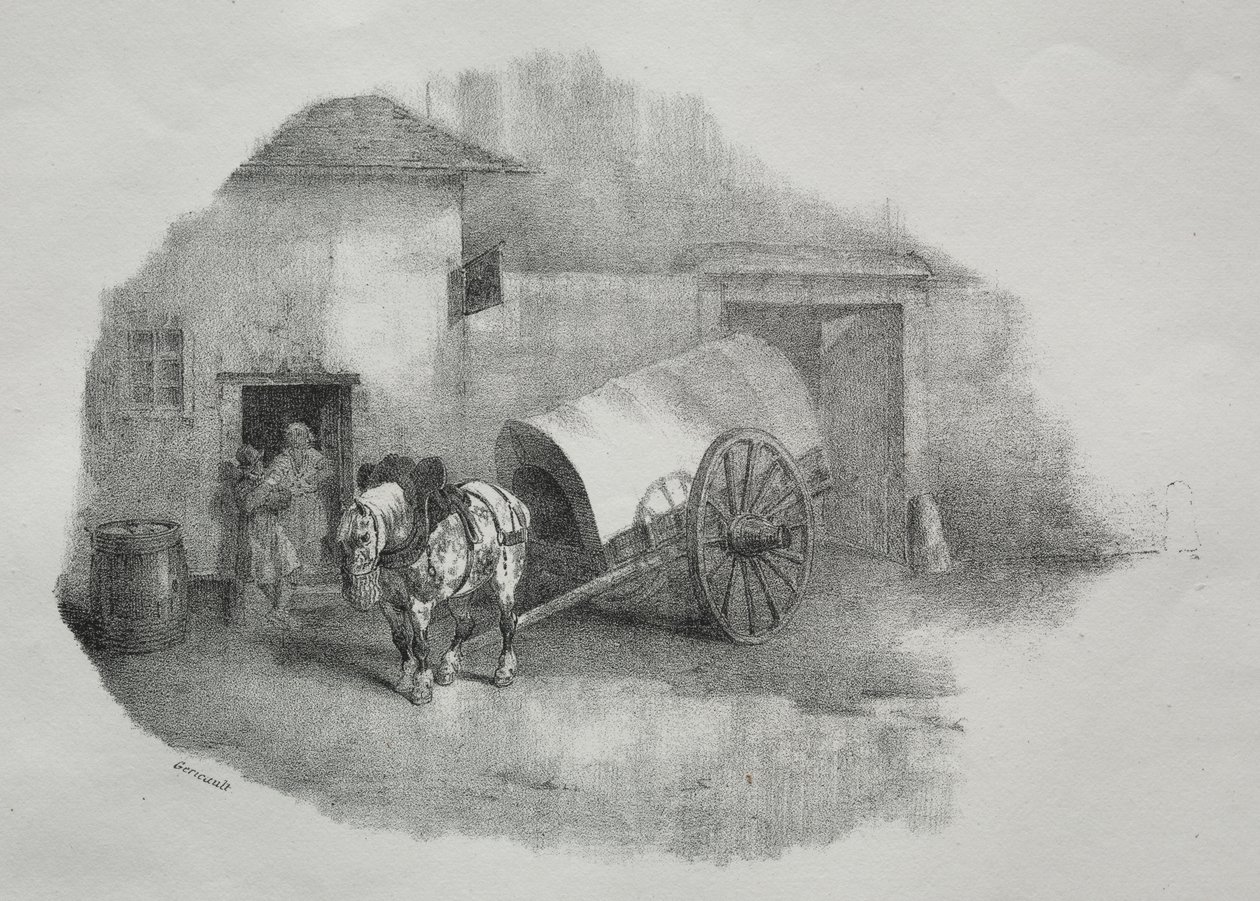 Kjerrehest trukket ut av siltene av Theodore Gericault