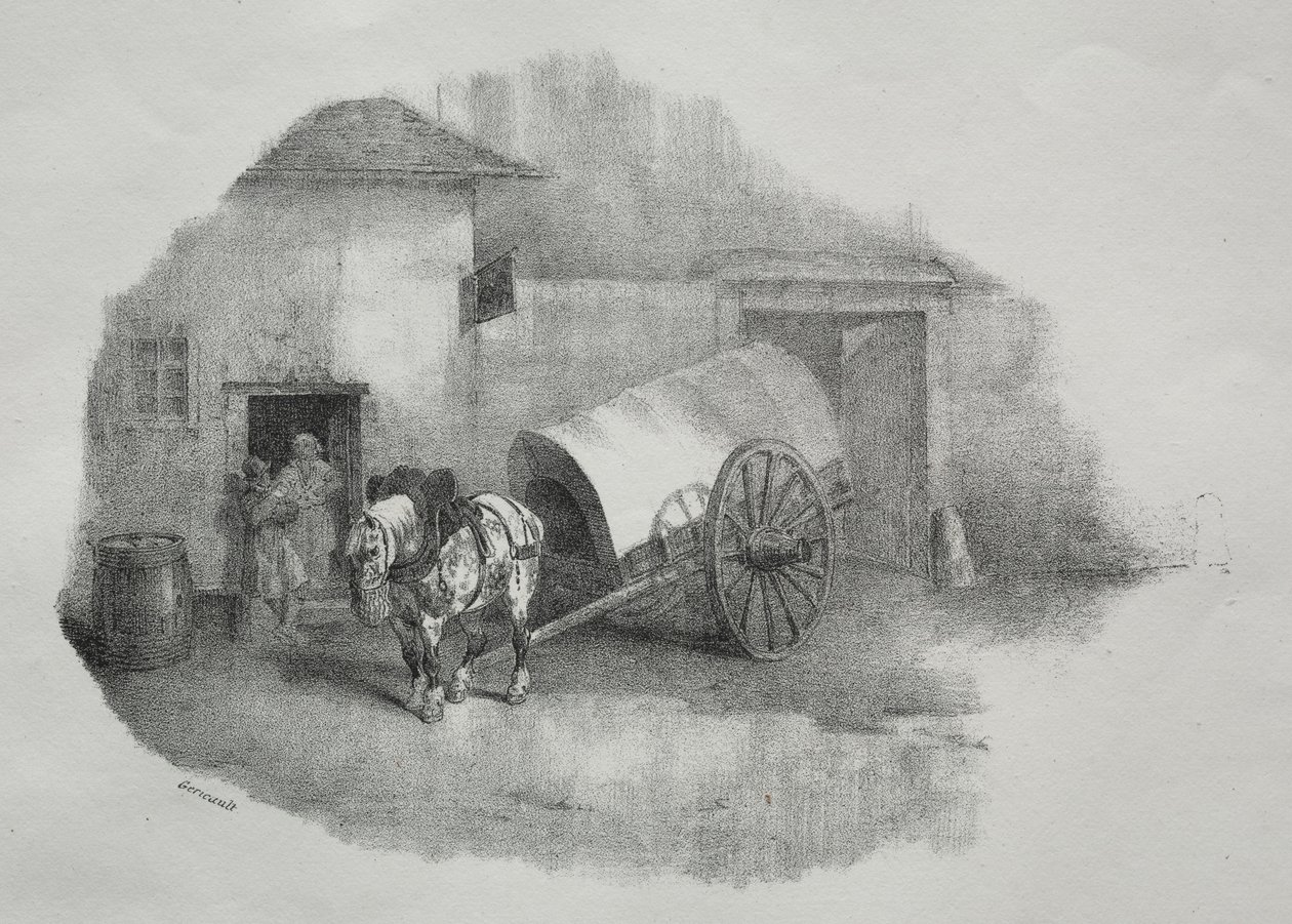 Kjerrehest trukket ut av siltene. av Theodore Gericault