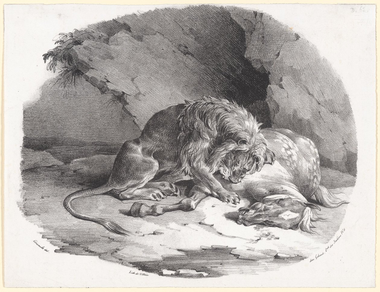Hest som blir fortært av en løve (A Horse Being Devoured by a Lion) av Theodore Gericault