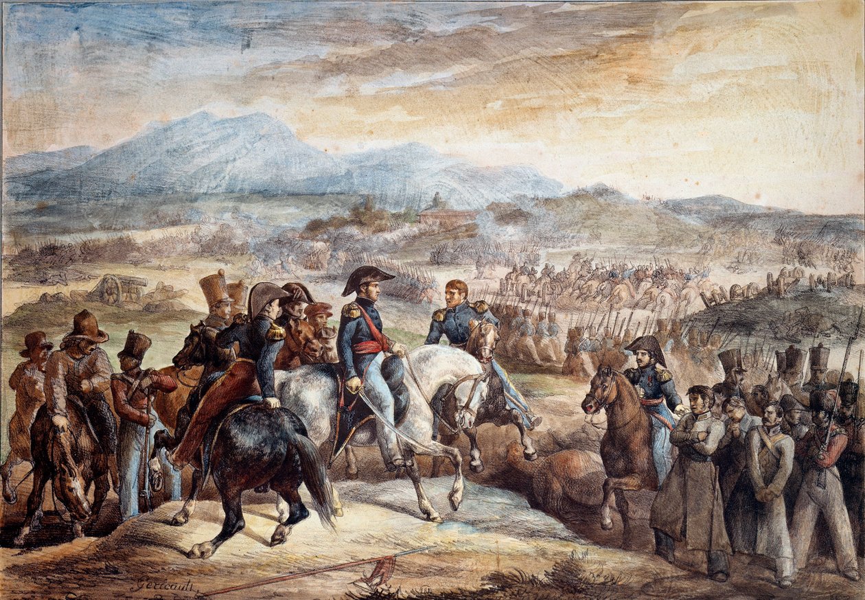 Chilenske uavhengighetskrig: "" Utsikt over slaget ved Maipu (Maipo nær Santiago de Chile 5/04/1818"" Akvarell av Theodore Gericault (1791-1824) 1800-tallets Paris, School of Fine Arts av Theodore Gericault