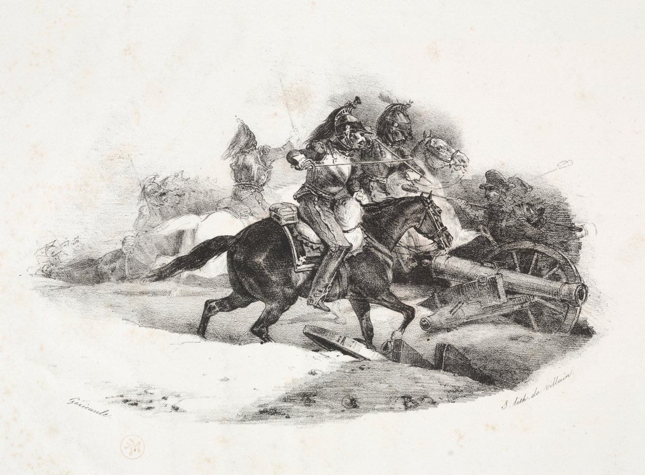Cuirassiers lader et artilleribatteri av Theodore Gericault