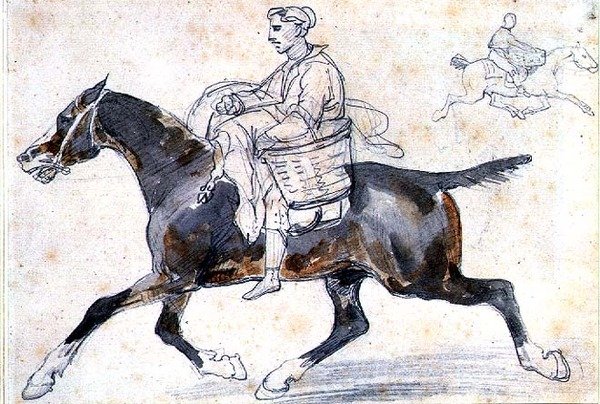 Engelsk slakter til hest (blyant og akvarell) av Theodore Gericault