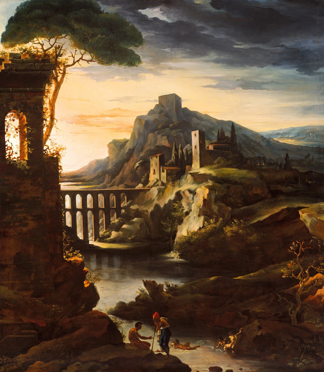Kveld: Landskap med en akvedukt, 1818. av Theodore Gericault