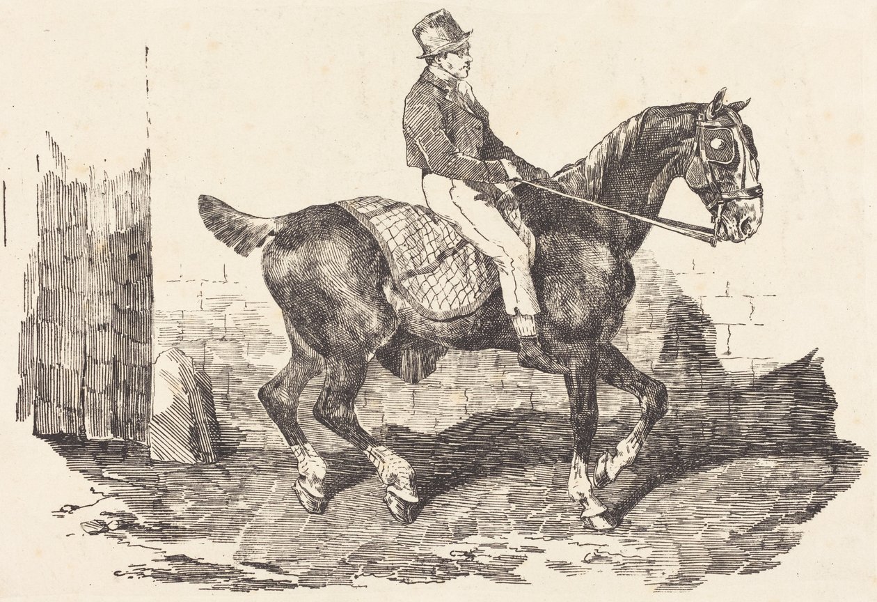 Stallgutt på en vognhest (Cheval de carrosse monte par un palfrenier) av Theodore Gericault