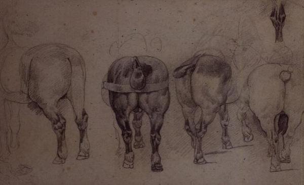 Selede hester (blyant) av Theodore Gericault