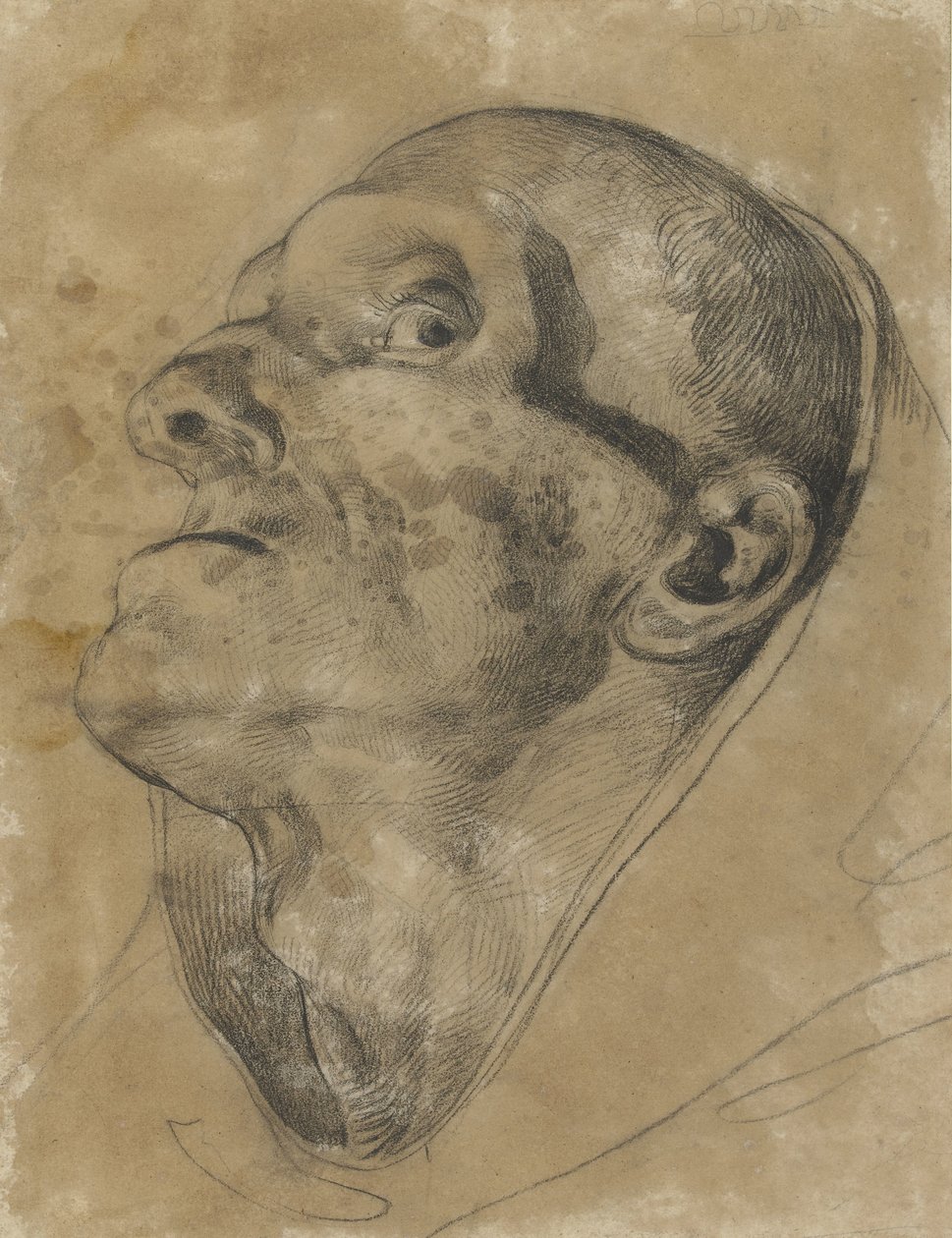 Hodet til en mann som ser ned, ser nedover av Theodore Gericault