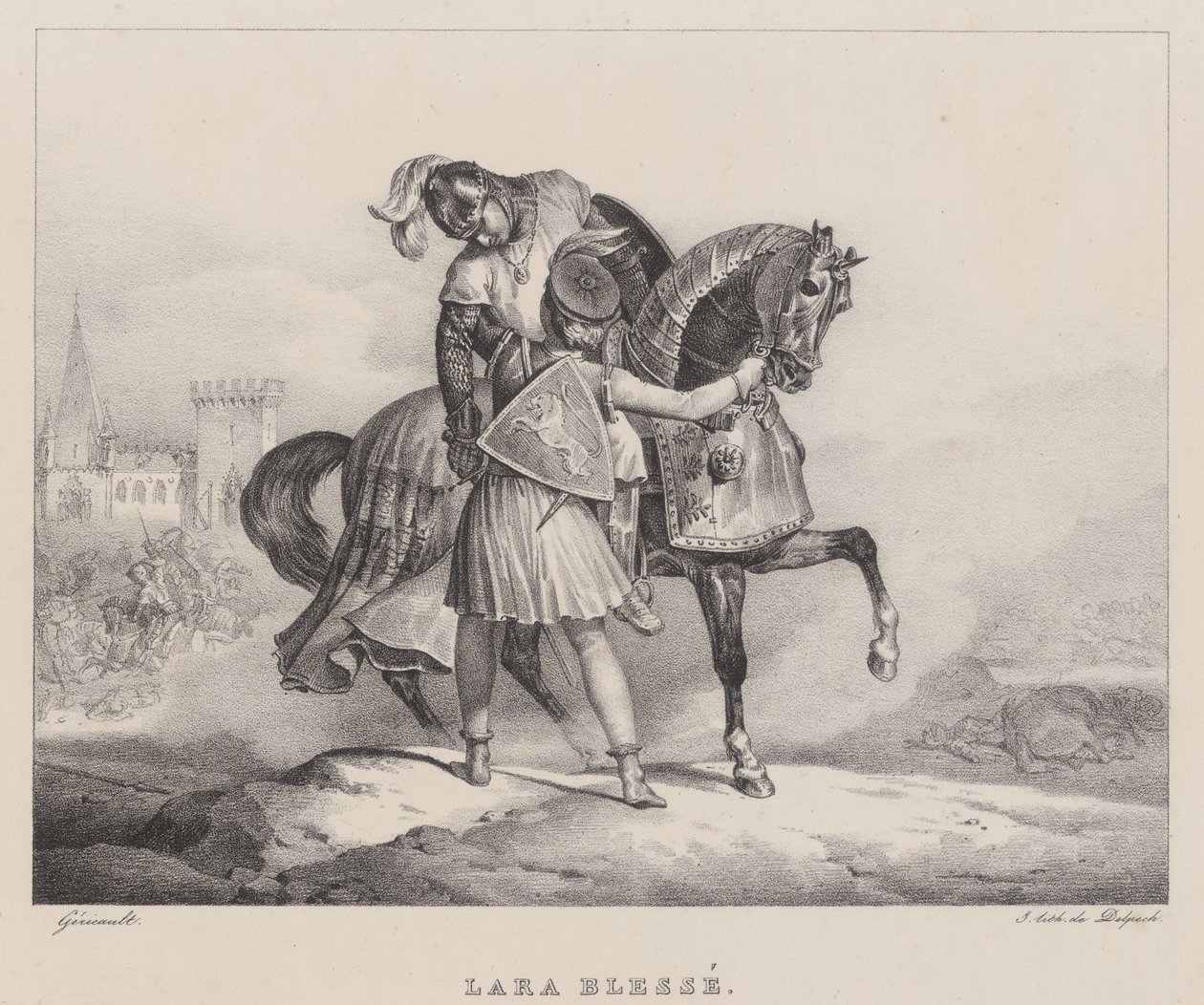 Lara skadet (Lara Wounded) av Theodore Gericault