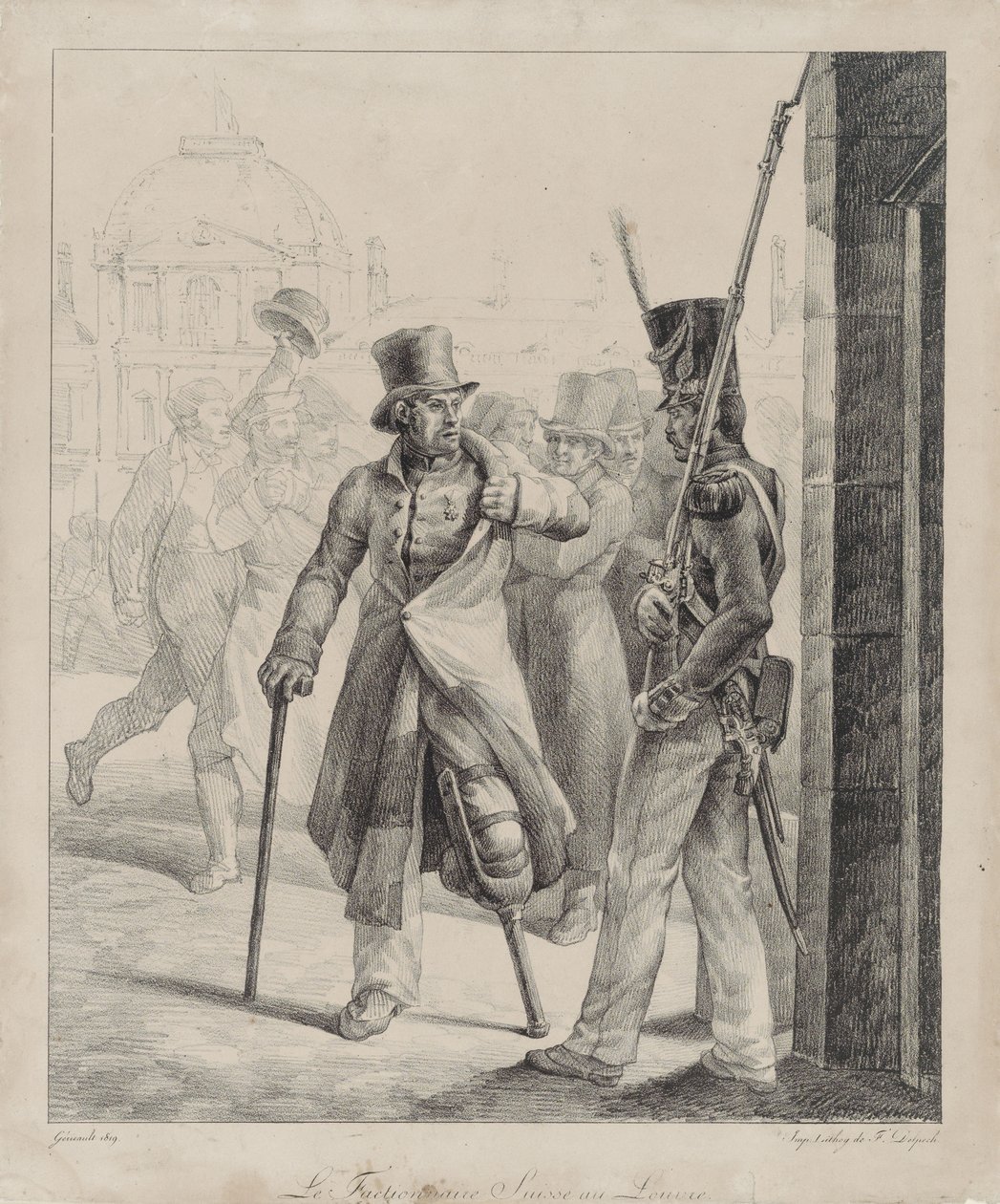 Den sveitsiske vaktposten ved Louvre (The Swiss Royal Guard Sentry at the Louvre) av Theodore Gericault