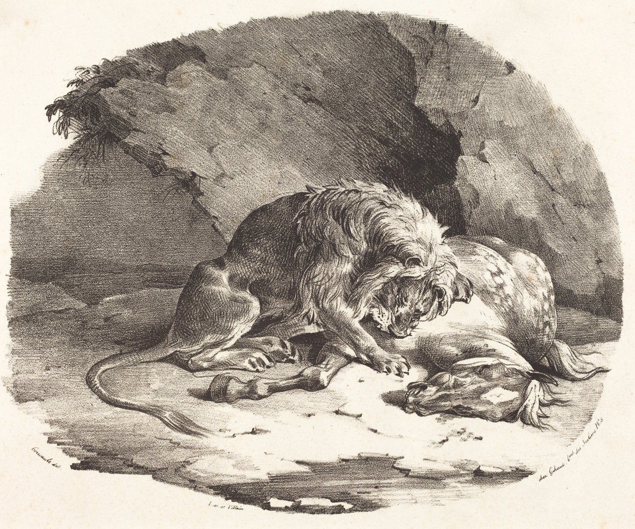 Løve som sluker en hest av Theodore Gericault