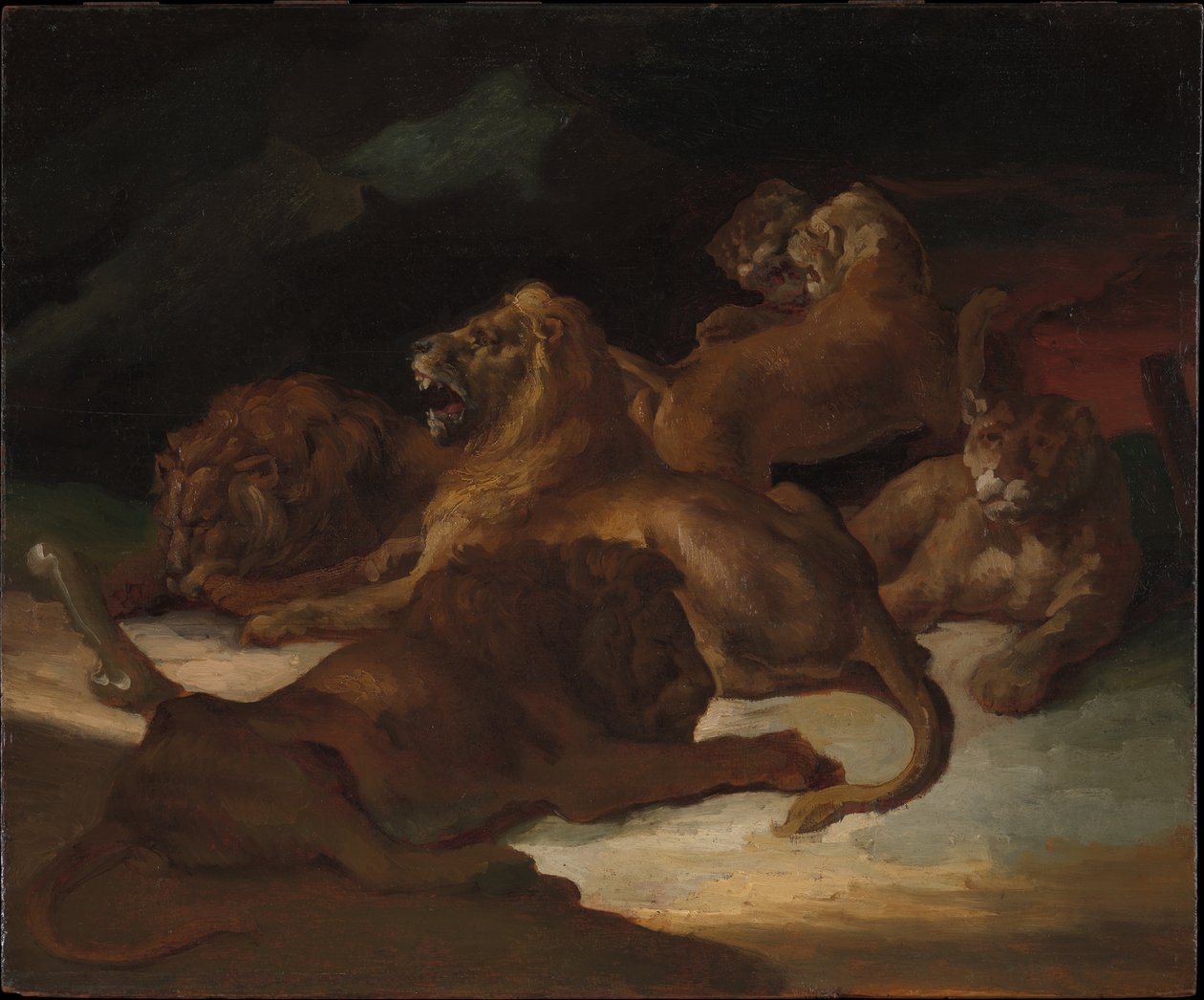 Løver i et fjellandskap av Theodore Gericault