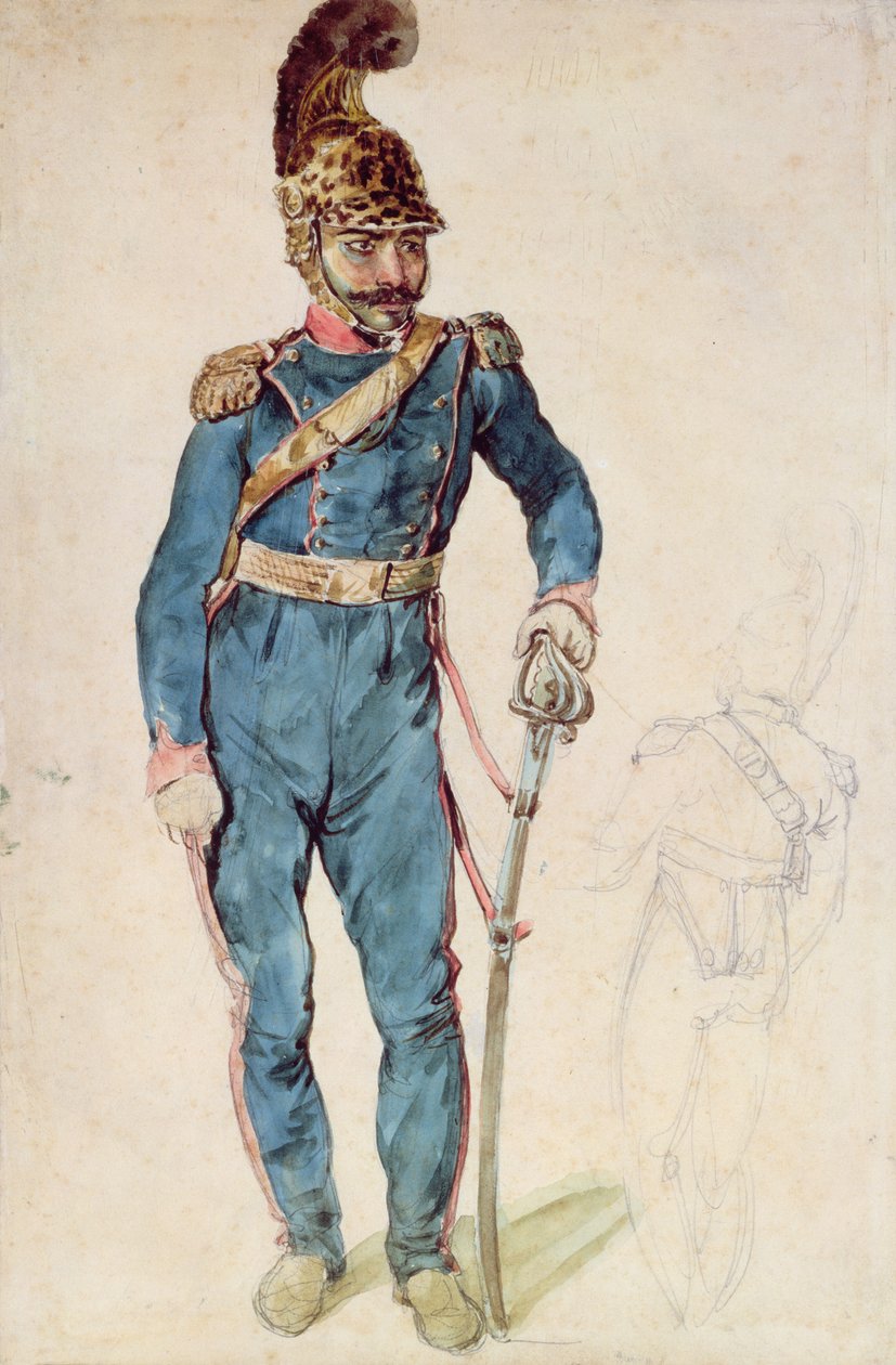 Mustapha, Gericaults tjener, i uniformen til oberst Bro av Theodore Gericault