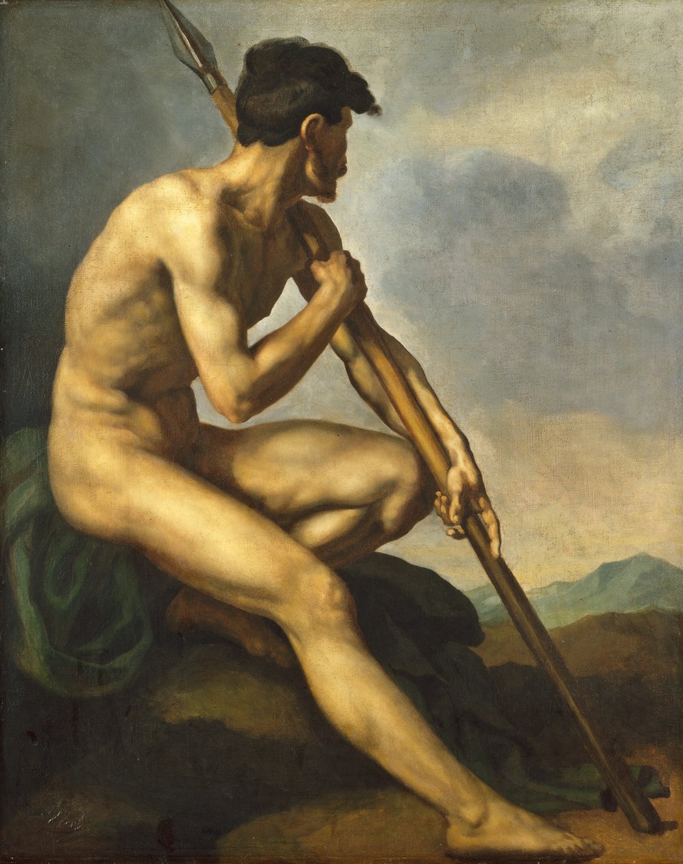 Nakenkriger med et spyd av Theodore Gericault
