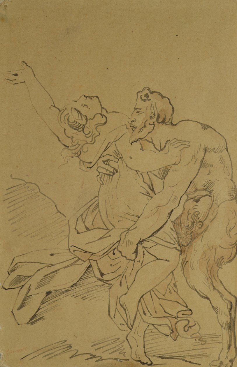 Nymfe og Satyr av Theodore Gericault
