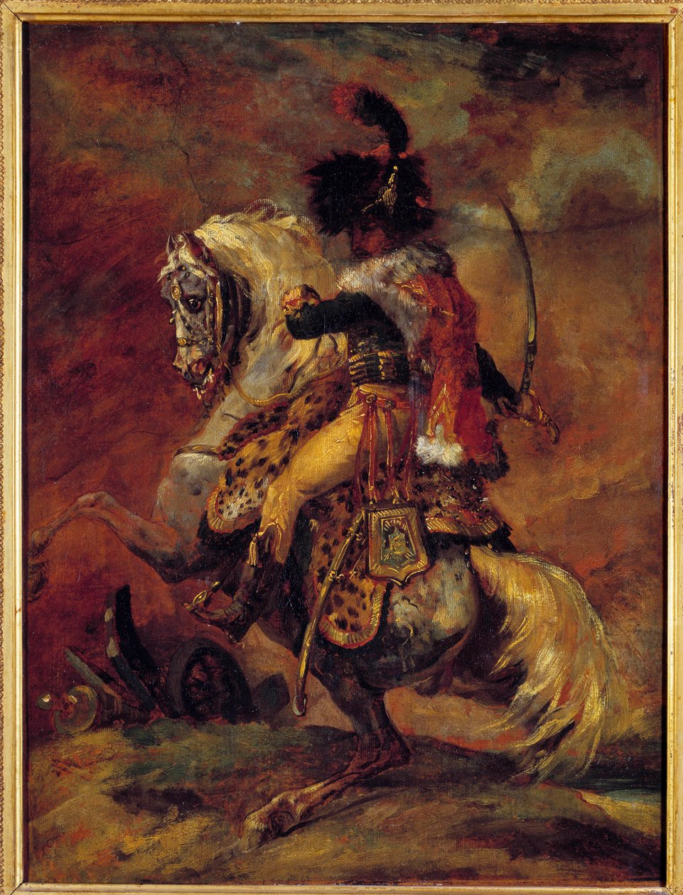 Offiser for jegere på hesteryggen av den keiserlige garde Charge-maleri av Theodore Gericault (1791-1824) 1800-tallet Søn. 0,52x0,4 m Paris, Musée du Louvre av Theodore Gericault