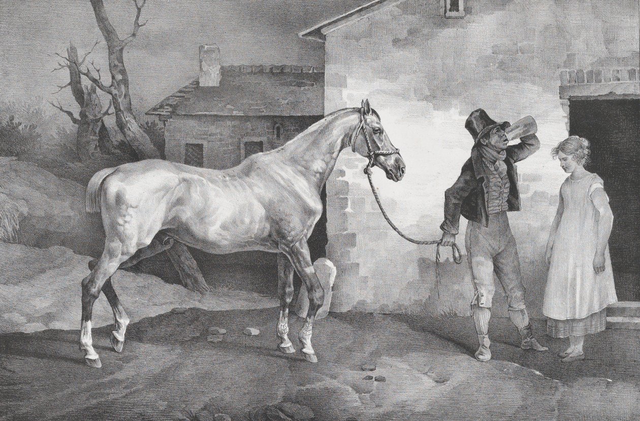Gammel hest ved en vertshusdør, 1822. av Theodore Gericault