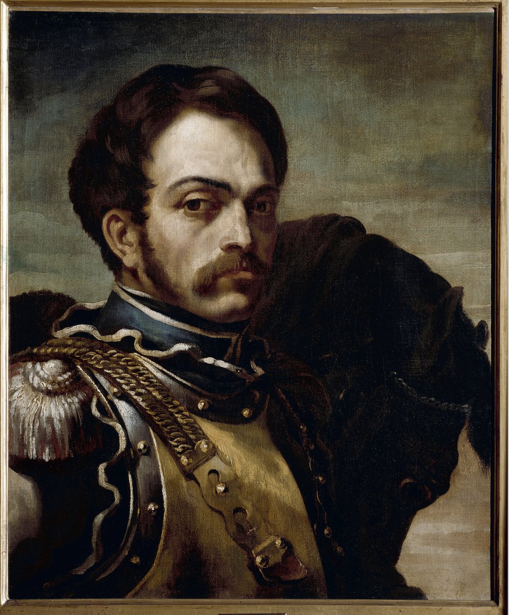 Portrett av en carabinieri-offiser. Olje på lerret av Theodore Gericault
