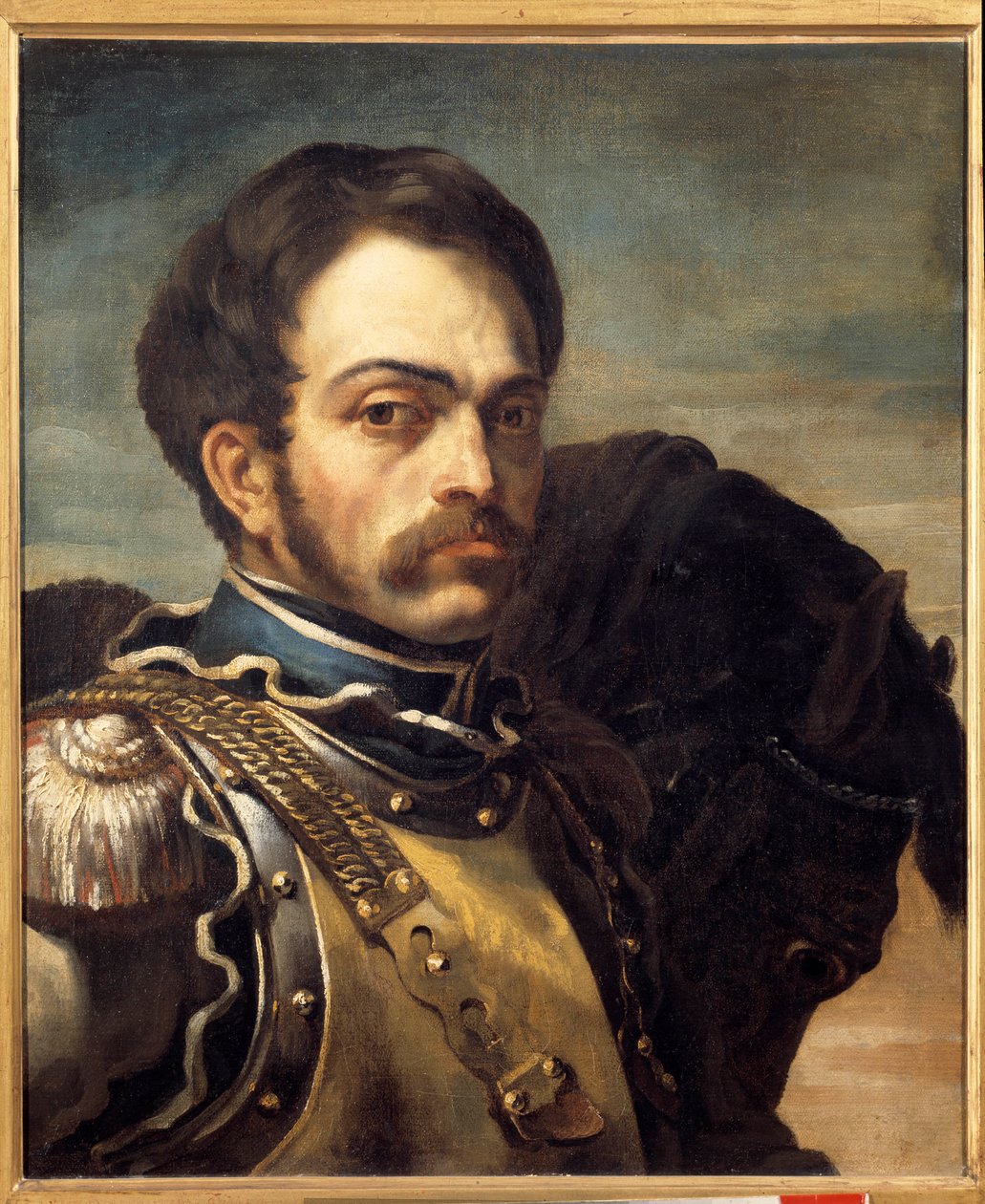 Portrett av en carabinieri-offiser. Maleri av Theodore Gericault (1791-1824) av Theodore Gericault