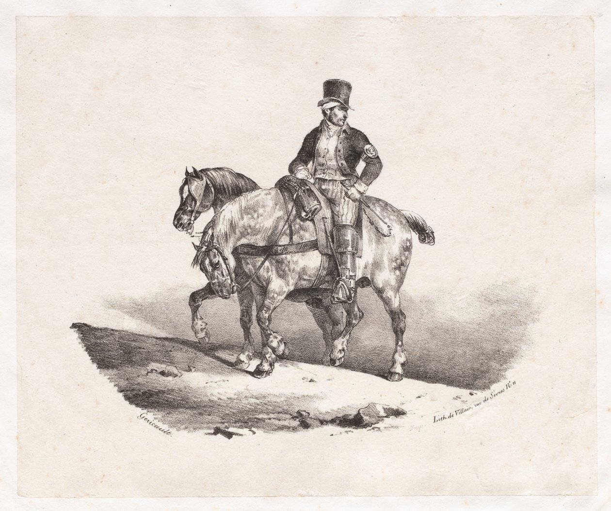 Postmann eller to spennede hester, 1823. av Theodore Gericault